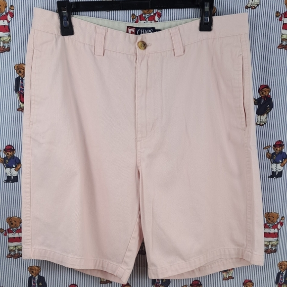 Chaps Ralph Lauren flat front casual.preppy light pink cotton summer shorts SZ34 - Picture 1 of 8